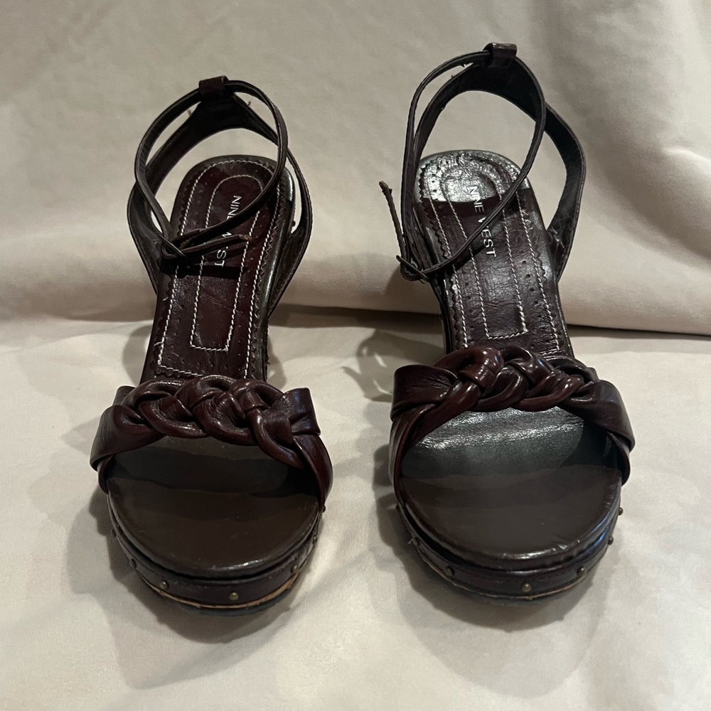 Nine West Chocolate Brown, Cork Wedges 8.5